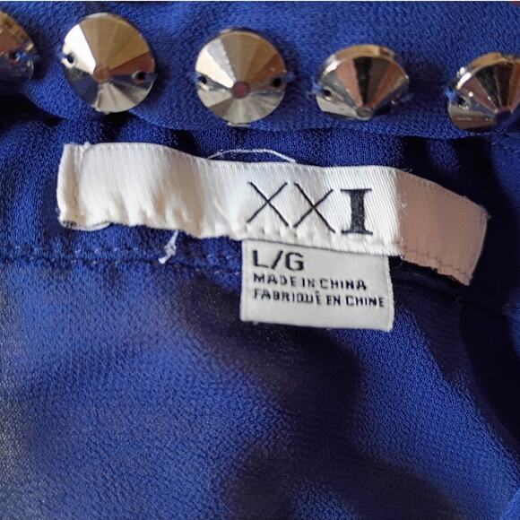 Forever 21 Studded Collar Sheer Navy Mini Dress Large Edgy Party Nightout Retro - Picture 7 of 12